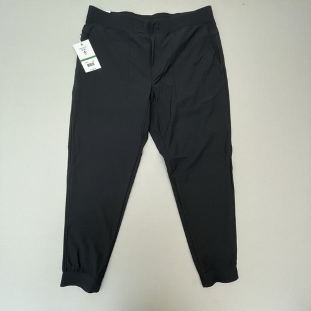 Men's Penguin Sport Black Jogger Pants L Polyester Pockets Stretch Activewear